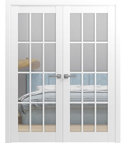 SARTODOORS Solid Interior French Double Doors 36 x 80 inches